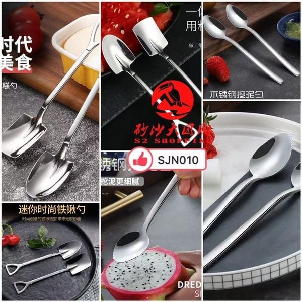 SJN010 不锈钢304 挖泥勺+小勺 304 STAINLESS STEEL DREDGE SPOON