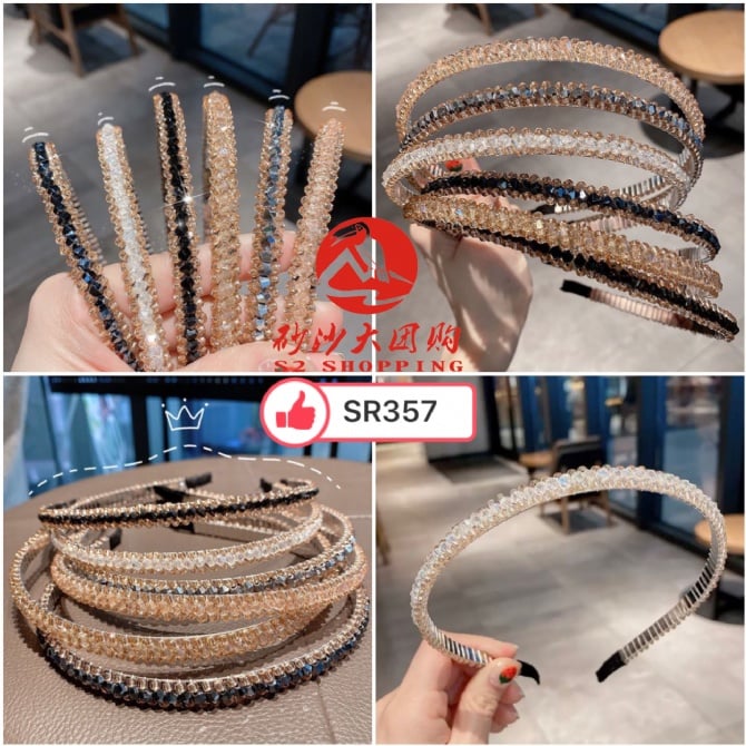 SR357 ~ 金边水晶发箍 Gold-Trimmed Crystal Headband