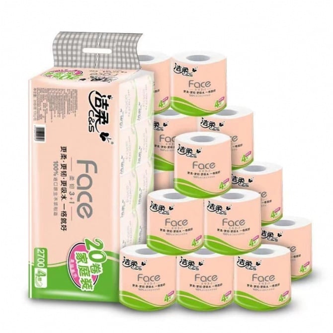 SR452 ~ 洁柔优质有芯4层卫生纸 20卷 Jie Rou Face Series 4-Ply 135g Toilet Paper * 20 Rolls