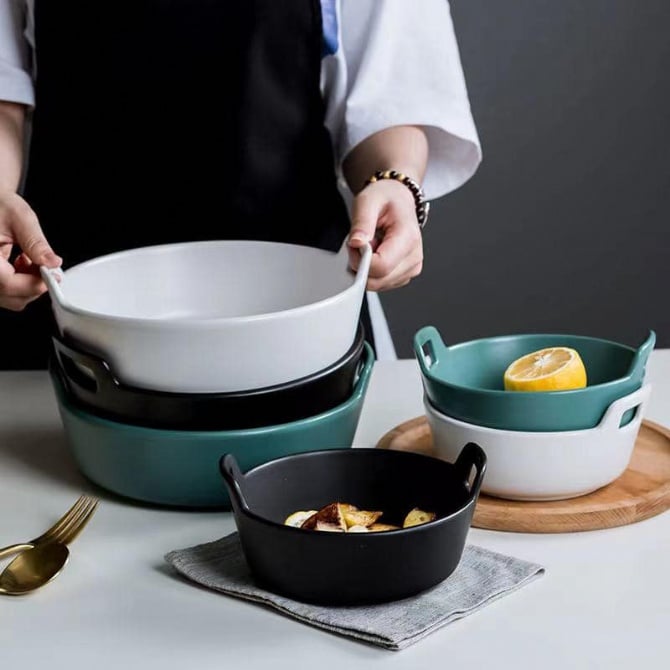 SJN002 创意双耳提碗（大号）CERAMIC BINAURAL BOWL (LARGE)