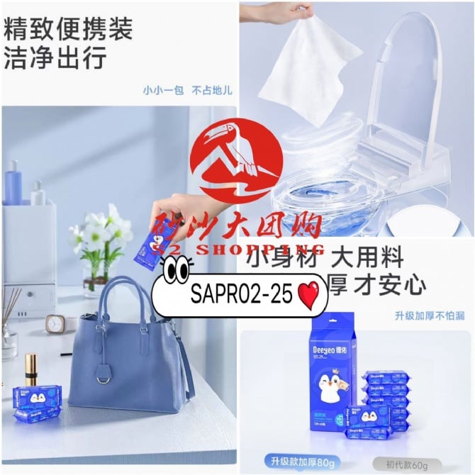 SAPR02-25 ~ 德佑湿厕纸 Deyou brand sanitary wet wipes (2 PACK)