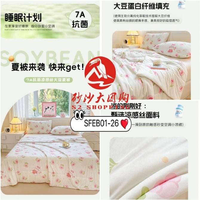SFEB01-26 ~ A类凉感丝夏凉被 (双人加大) Class A Cooling Silk Summer Blanket (Queen)