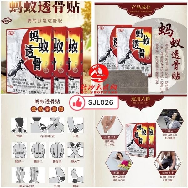 SJL026 ~ 黑蚂蚁透骨贴 Black Ant Penetrating Bone Patch (5 Box)