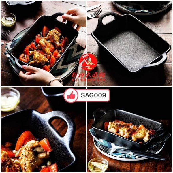 SAG009 ~ 磨砂黑双耳烤盘 Matte Black Double-Handle Baking Dish