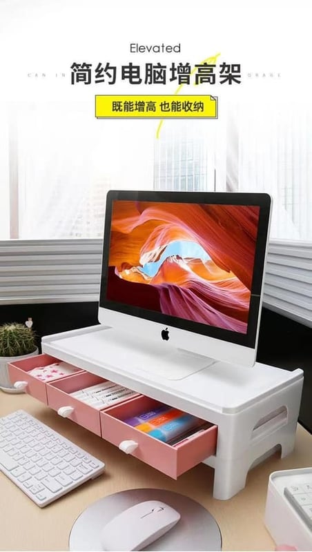 SJN016 办公台式电脑底座 (单层有抽屉）OFFICE MONITOR STAND (1 LAYER WITH DRAWER)