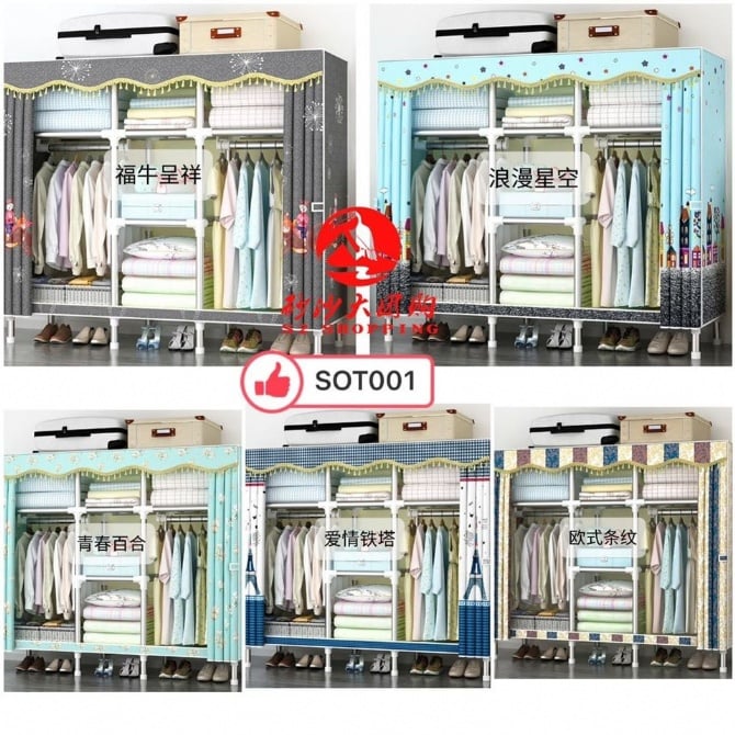 SOT001 简易洗涤加粗钢管布衣橱 WARDROBE STORAGE STEEL TUBE CLOTH