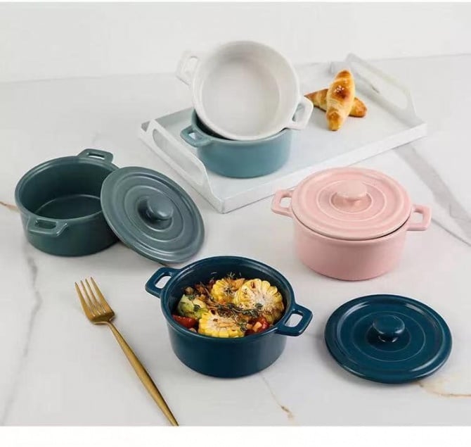 SR073 日式陶瓷双耳带盖盅 JAPANESE CERAMIC STEW POT WITH LID