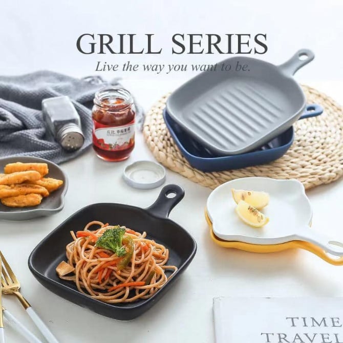 SR074 北欧风带柄烘培盘 CERAMIC BAKING PLATE