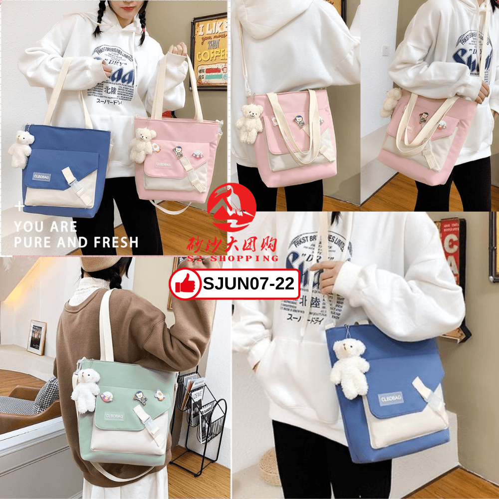 SJUN07-22 ~ 百搭ins单肩大容量帆布袋 Trendy Ins-Style Large-Capacity Canvas Shoulder Bag