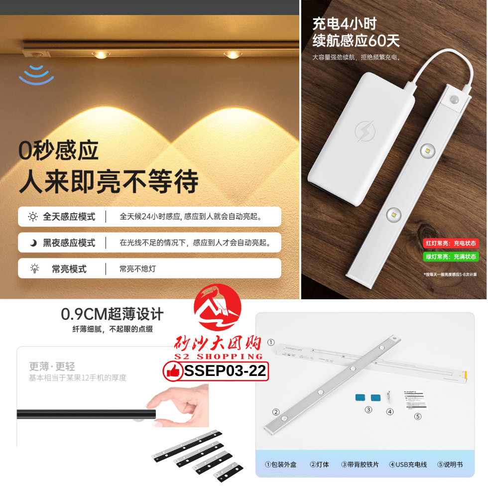 SSEP03-22 ~ 智能led人体感应灯 (3颗灯) Smart LED Motion Sensor Light (3 Light)